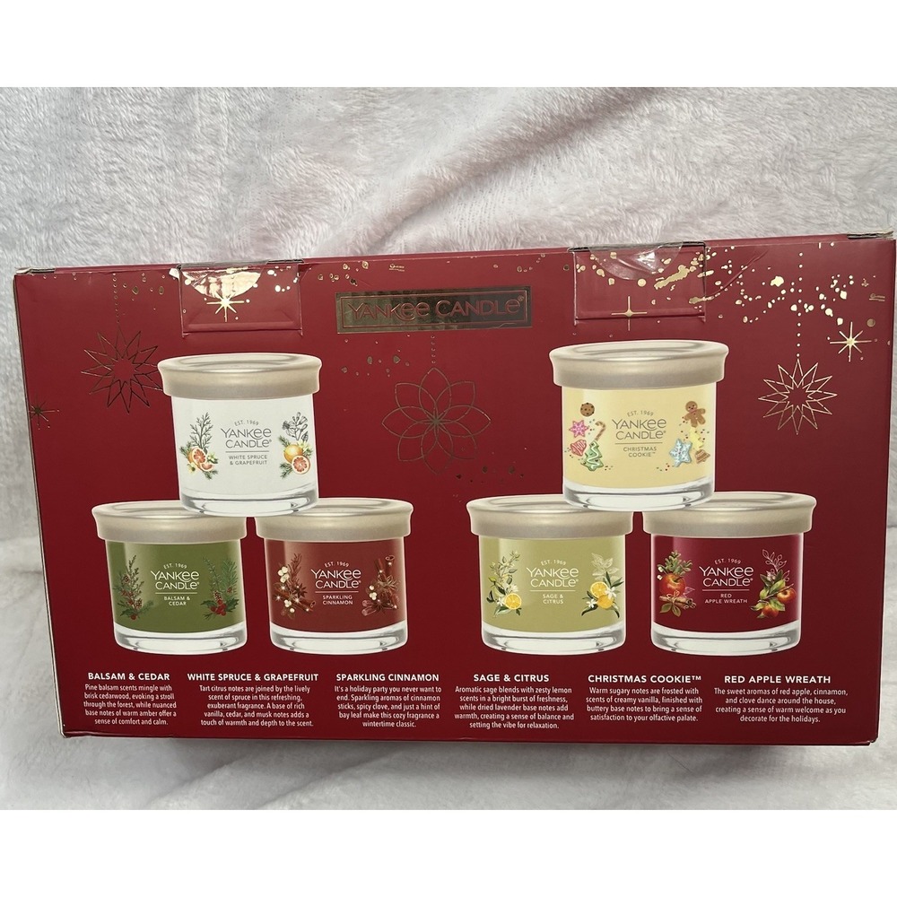 Yankee Candle Gift Set 6 Candles Holiday Scents Christmas Plant Wax Blends